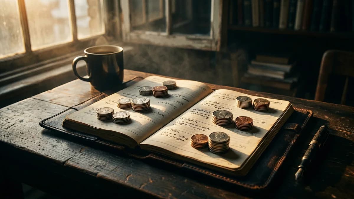 Open planner with writing materials on a desk